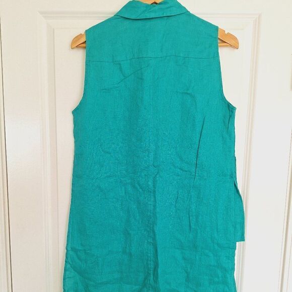 Chico's LINEN Button Up Size 0  Tunic  Lined pockets  Sleeveless - Picture 3 of 6